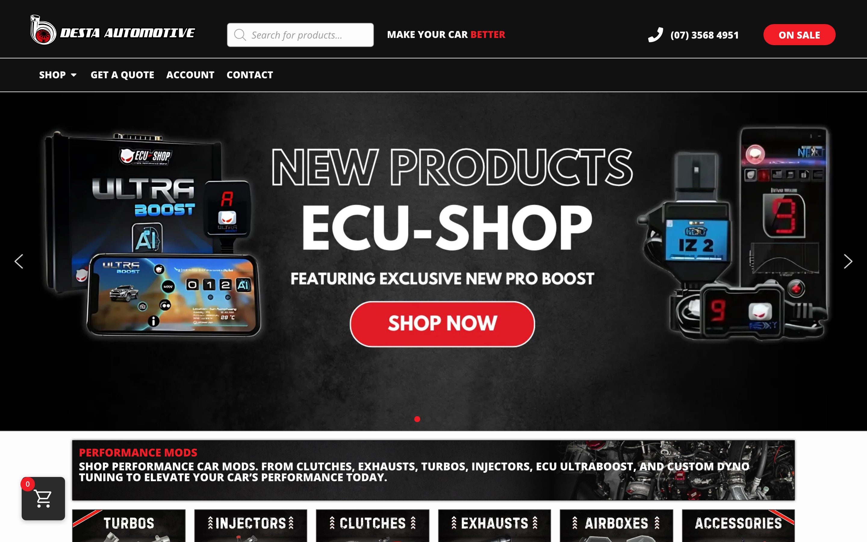 The Desta Automotive website