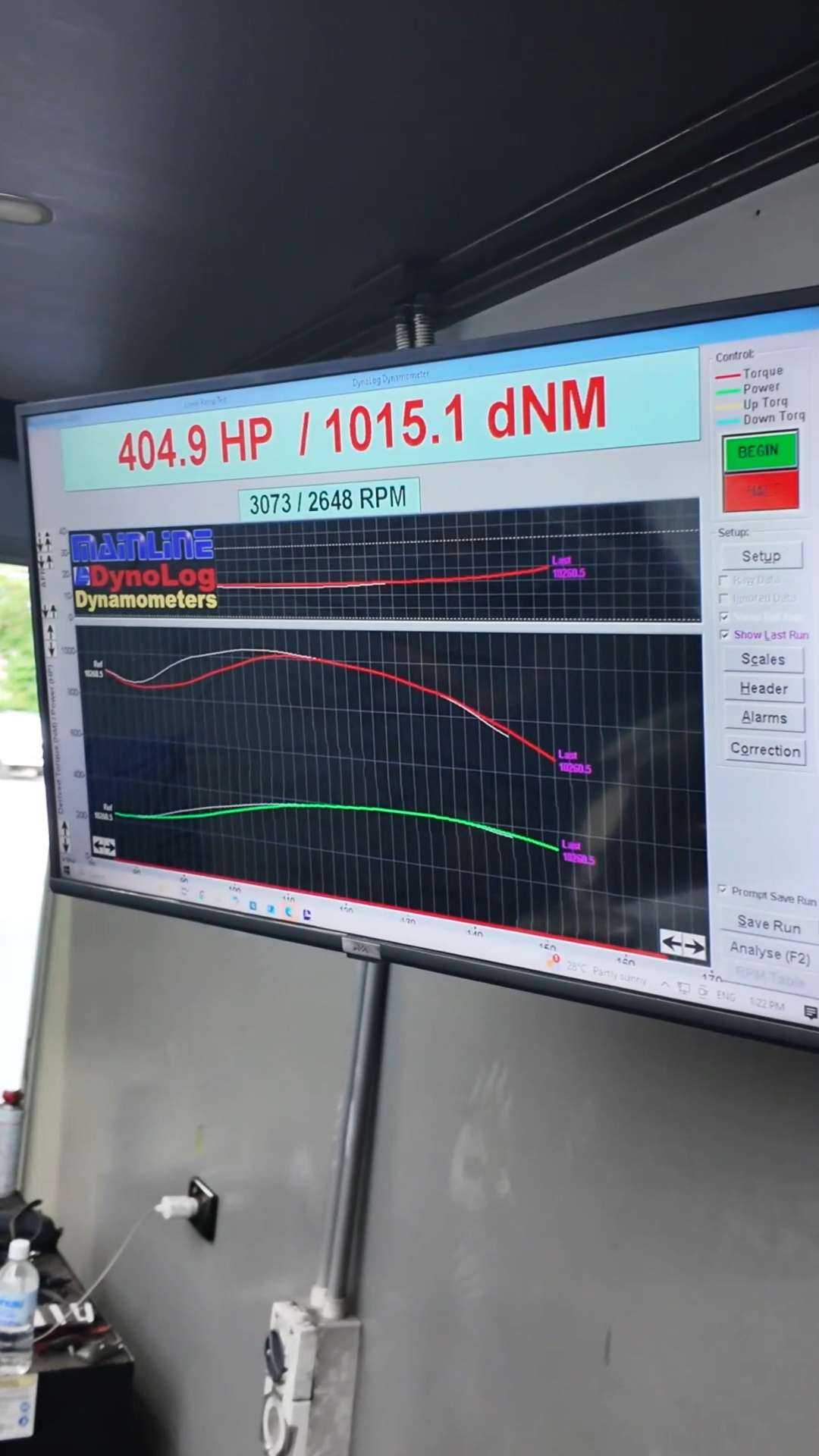Dyno screen reading 404.9 HP