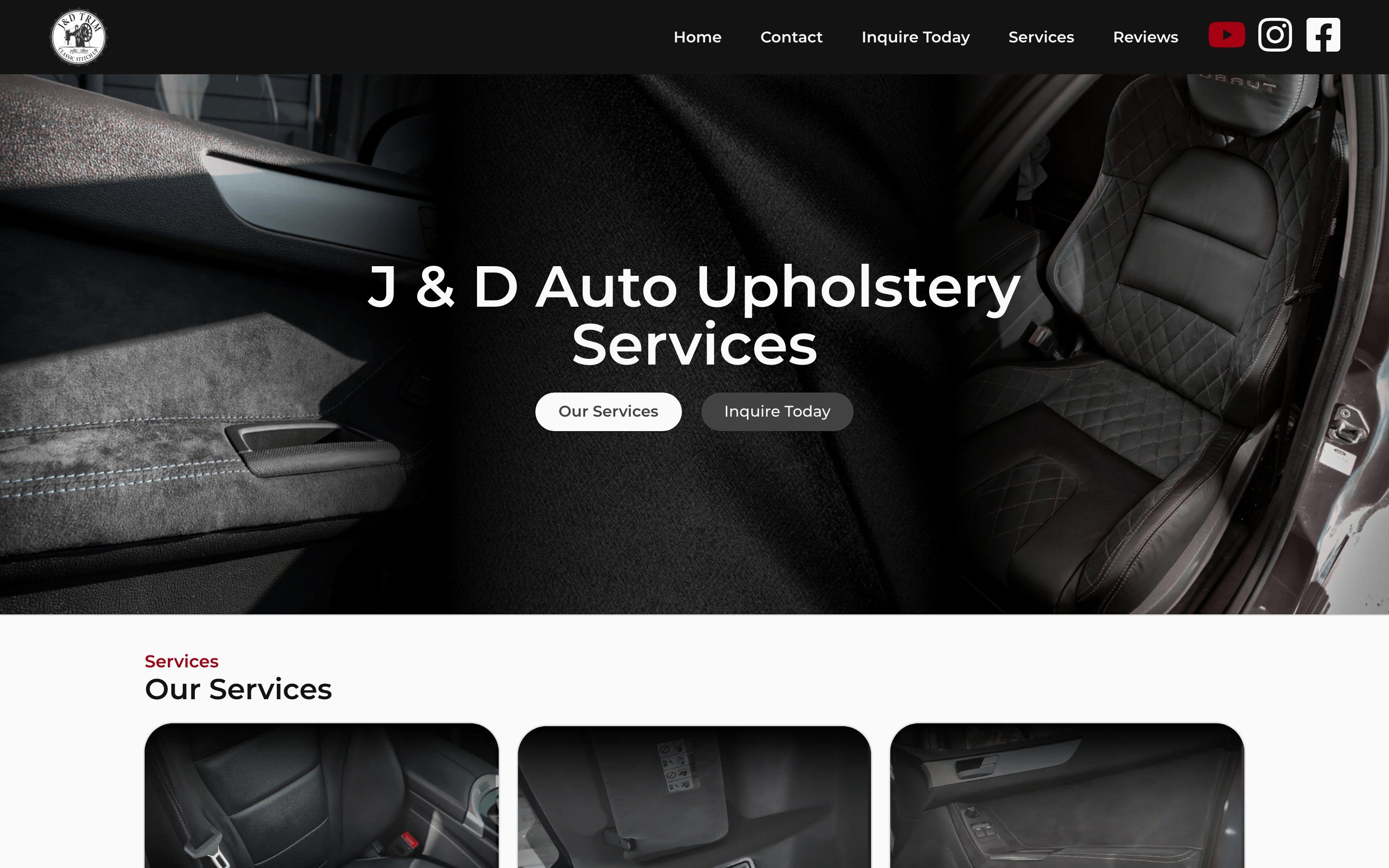 The J&D Auto Upholstery website