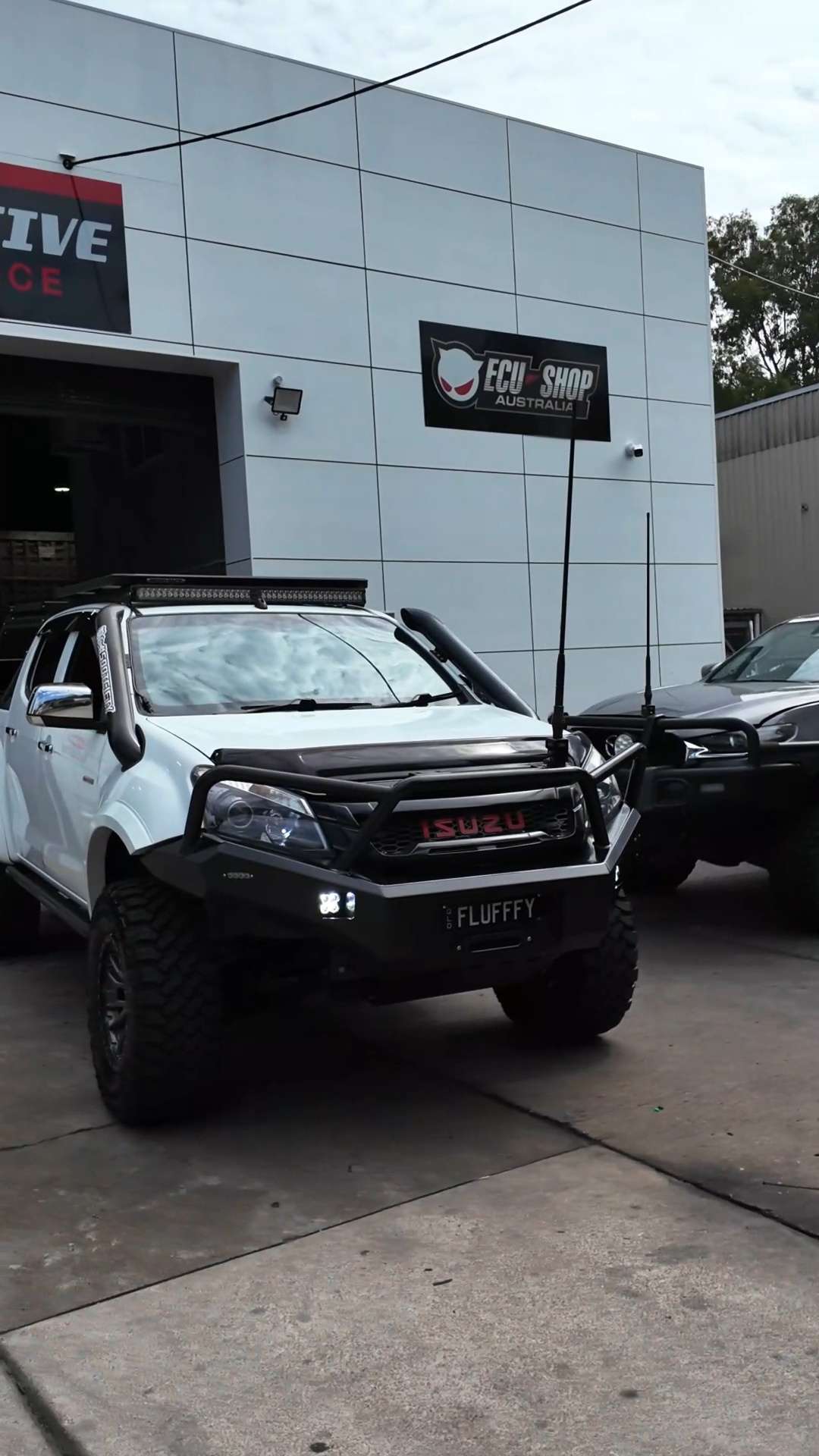 Twin-turbo Isuzu D-Max outside the Desta Automotive workshop