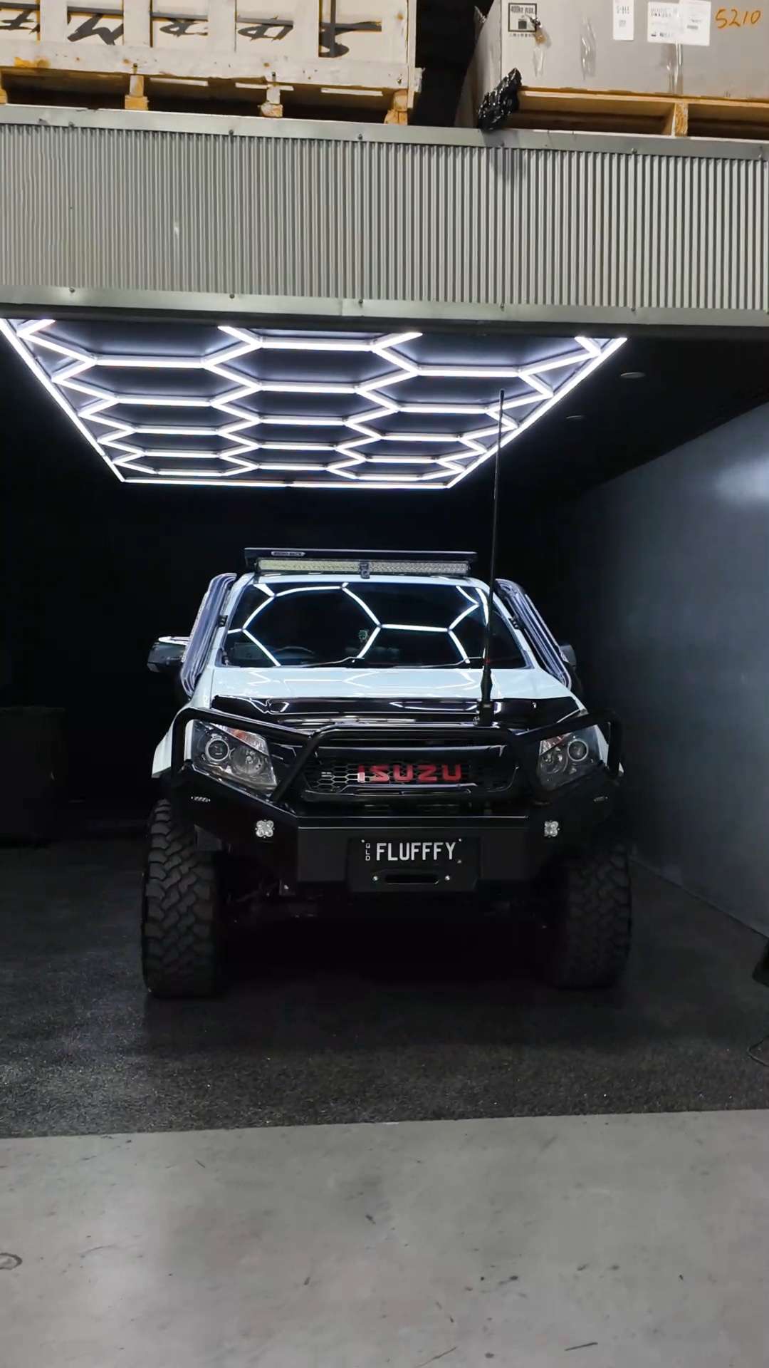 Twin-turbo Isuzu D-Max under hexagon lights